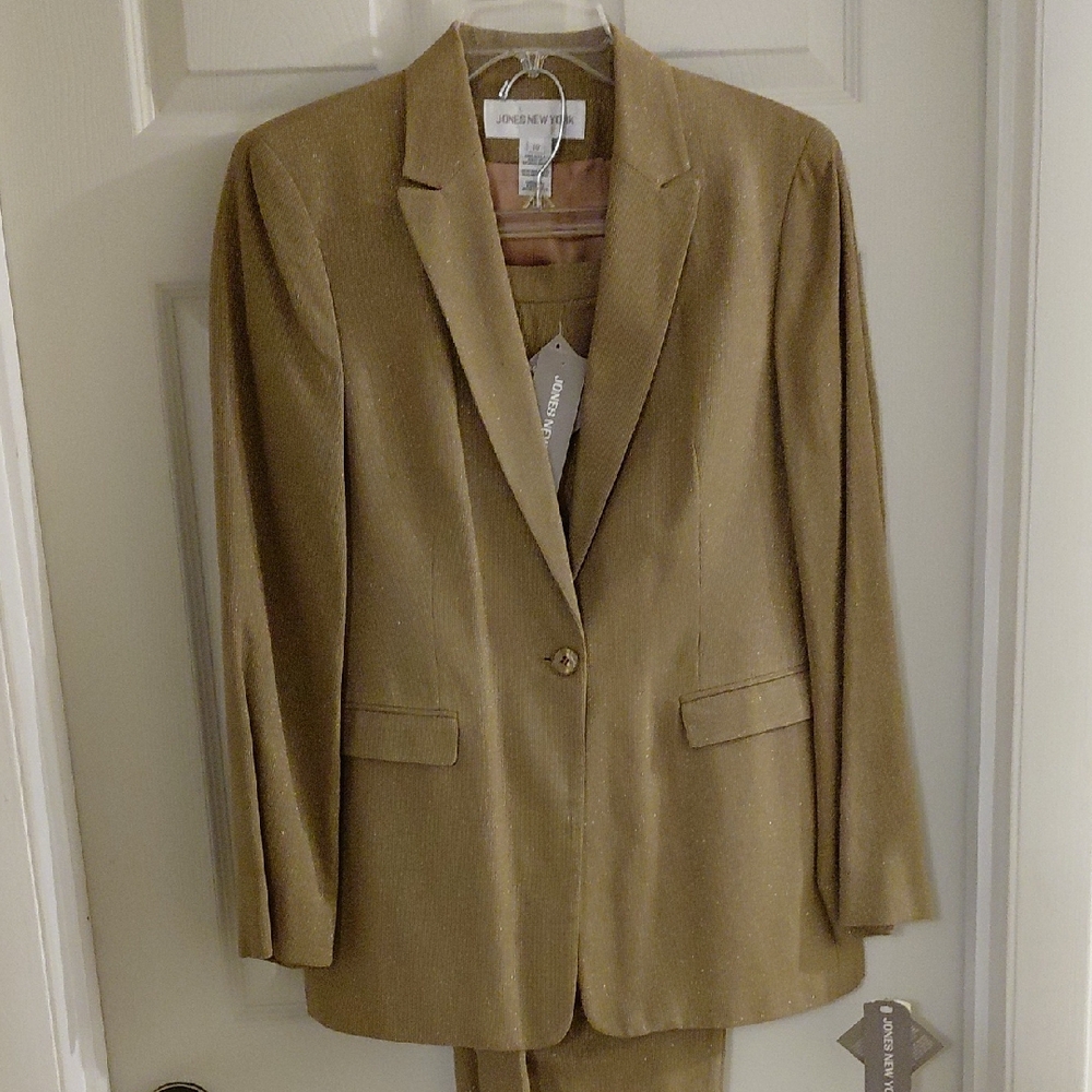 NWT Jones New York Gold Glitter Blazer Women Size 10